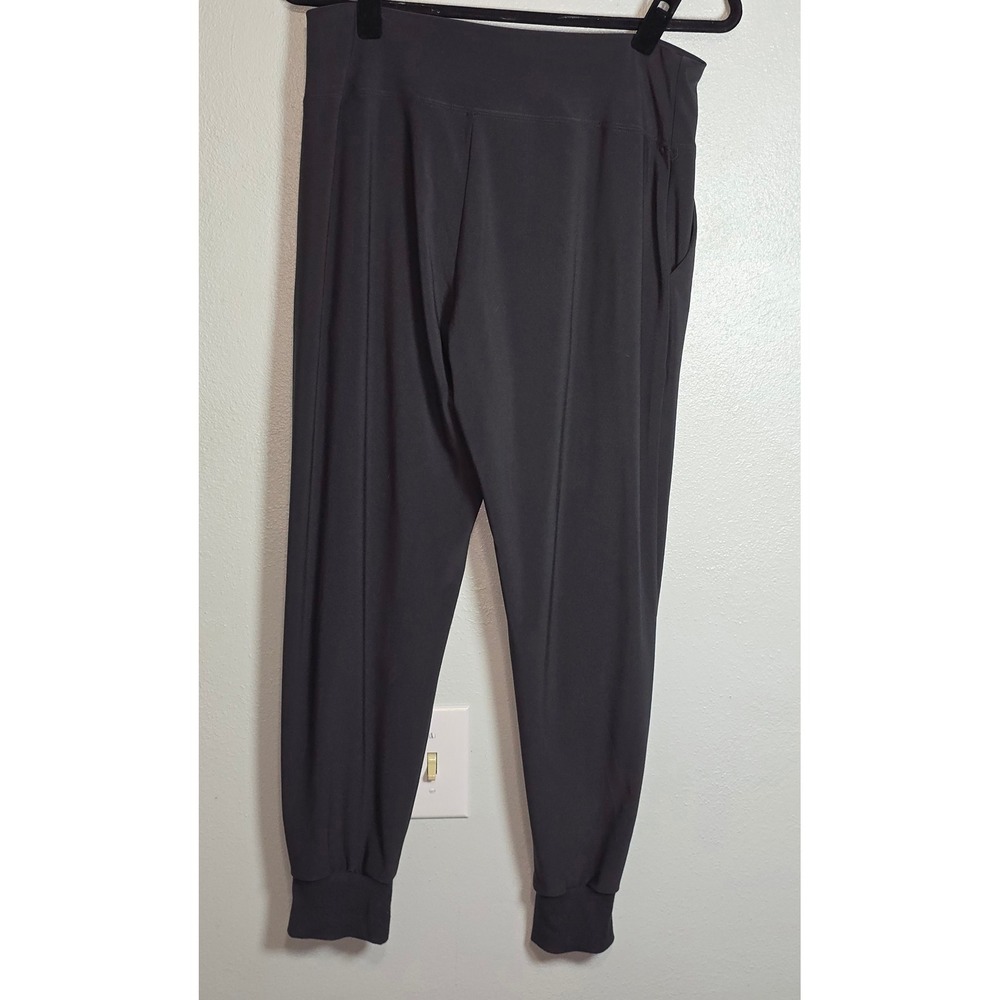 Sympli Black Jersey Knit Joggers 12 Cuffed Ankle Slash Pockets Made in Canada